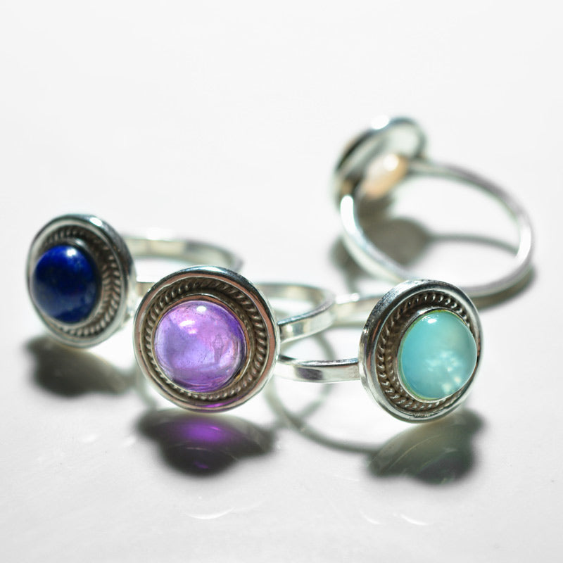 Big Silver Gemstone Ring