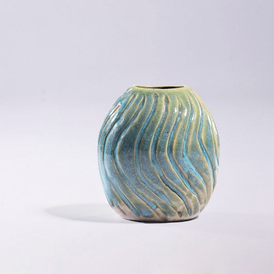 Blue Faceted Vase