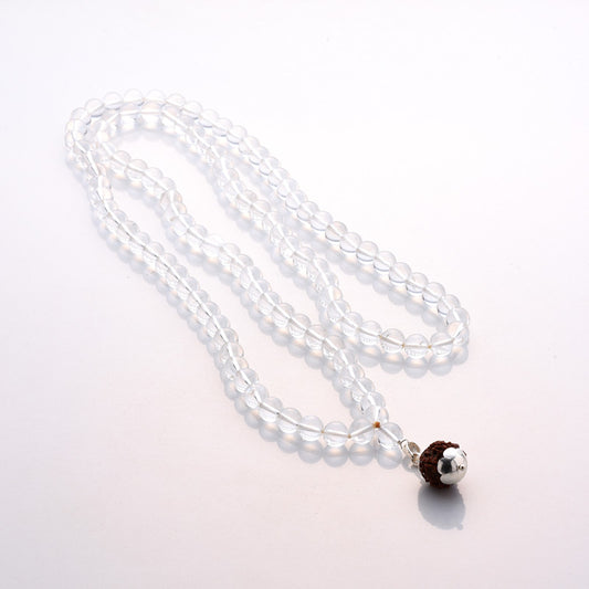 Crystal Mala  with Rudraksha Silver Pendant