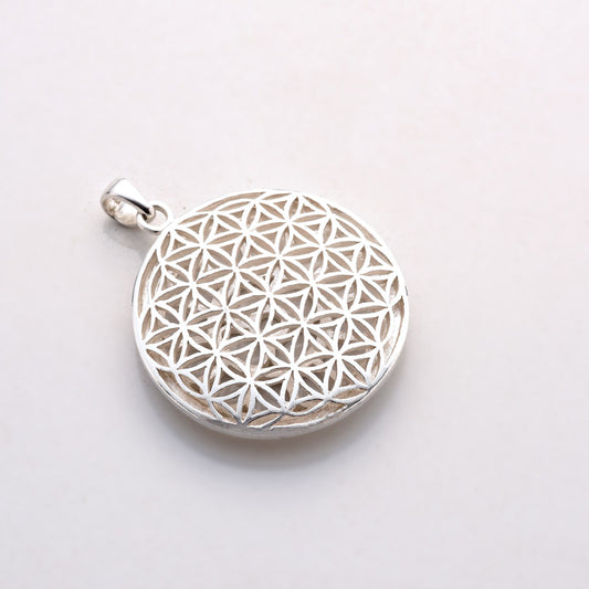 Mother Symbol with Flower of Life Silver Pendant