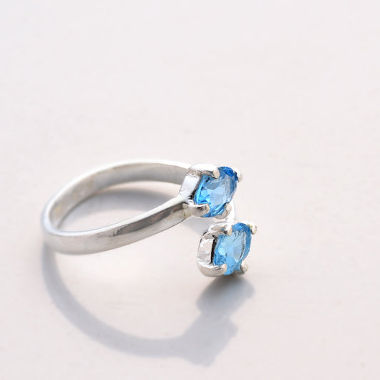 Twin stoned ring-Blue Topaz