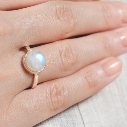 Rainbow Moonstone Silver Ring