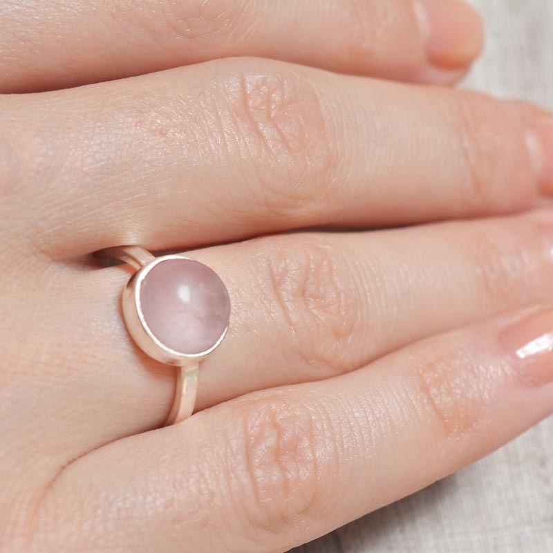 Rose Quartz Silver Ring