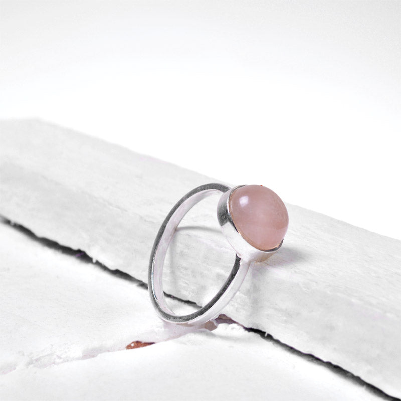 Rose Quartz Silver Ring