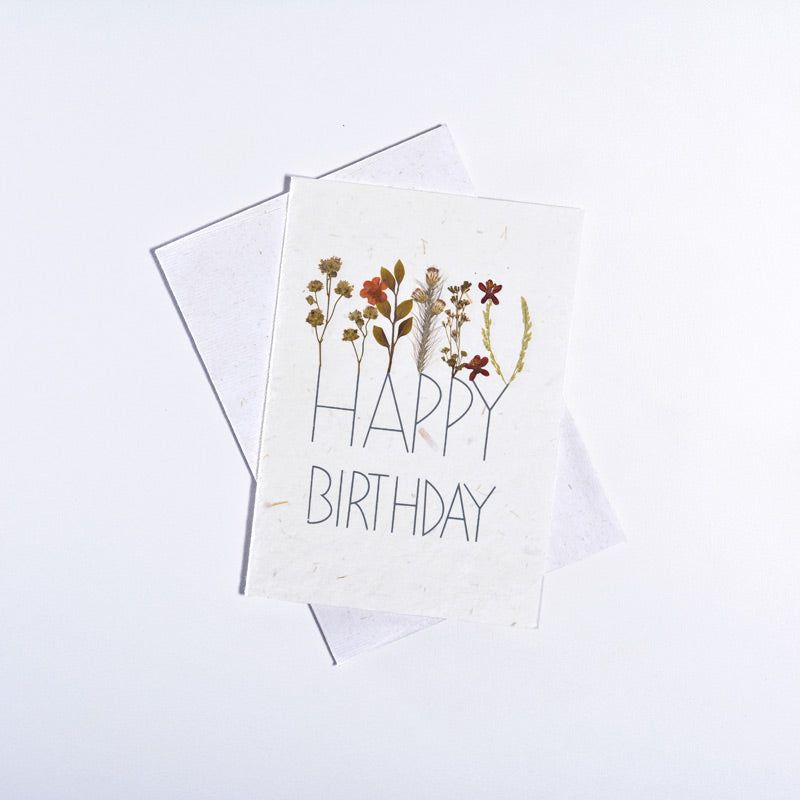 Happy Birthday - Tall Text Handmade Greeting Card