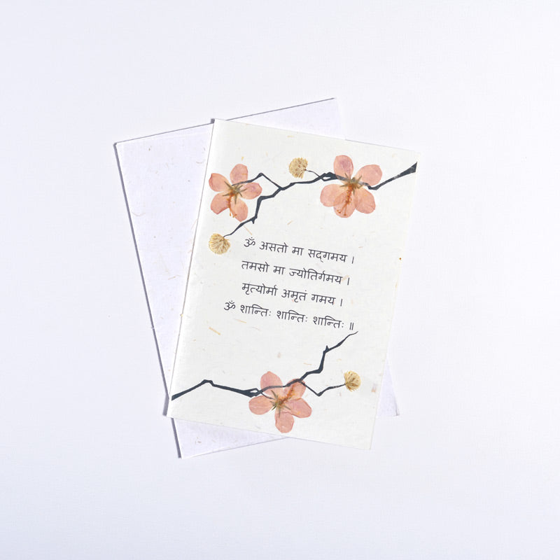 Asato Ma Mantra with Eternal Youth Flowers - Handmade Greeting Card