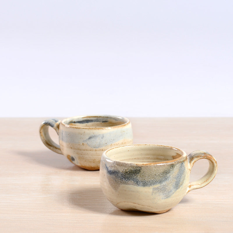 Espresso Cups - Cream Blue Black - Set of 2