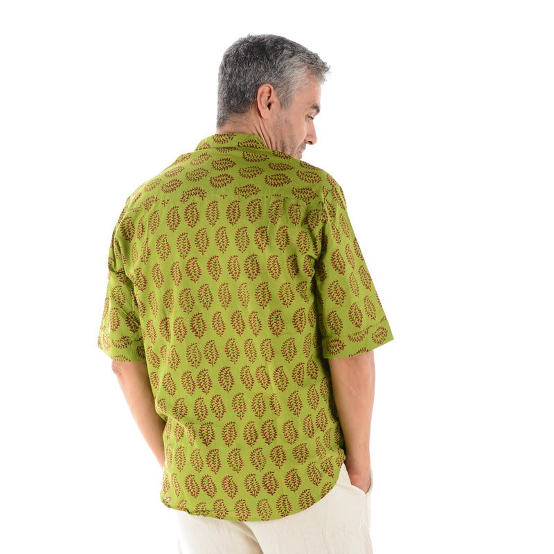 Bagh Block Print Shirt Yellow and Green