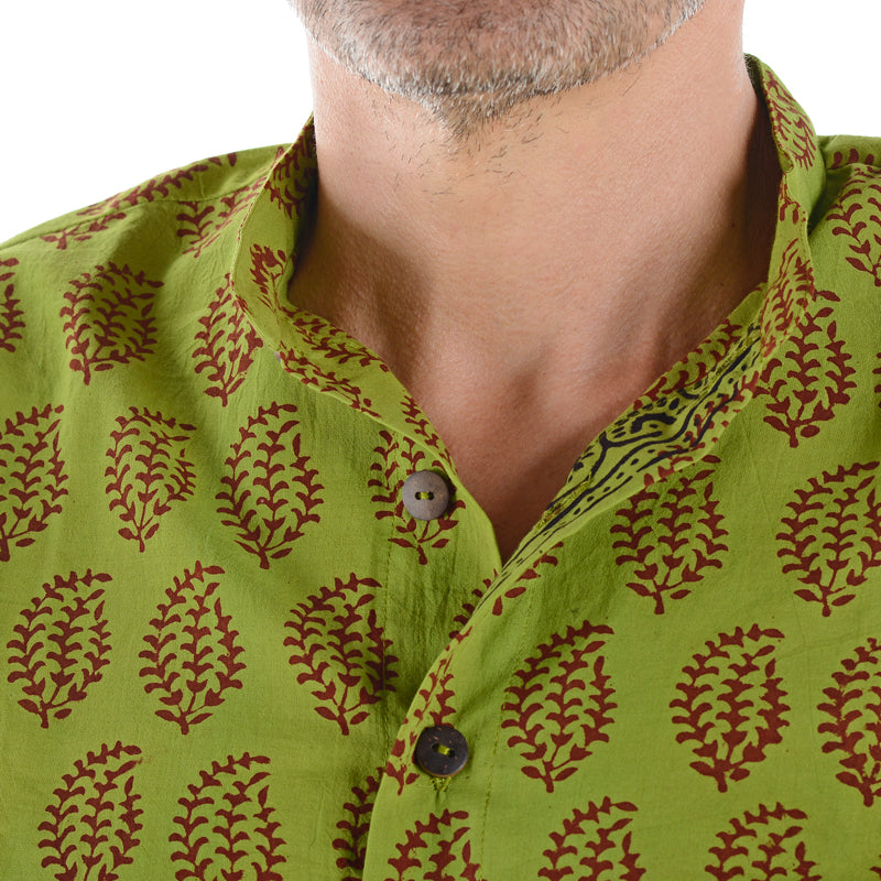 Bagh Block Print Shirt Yellow and Green