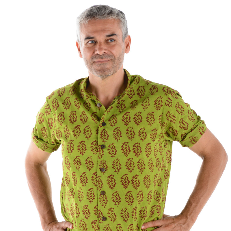 Bagh Block Print Shirt Yellow and Green