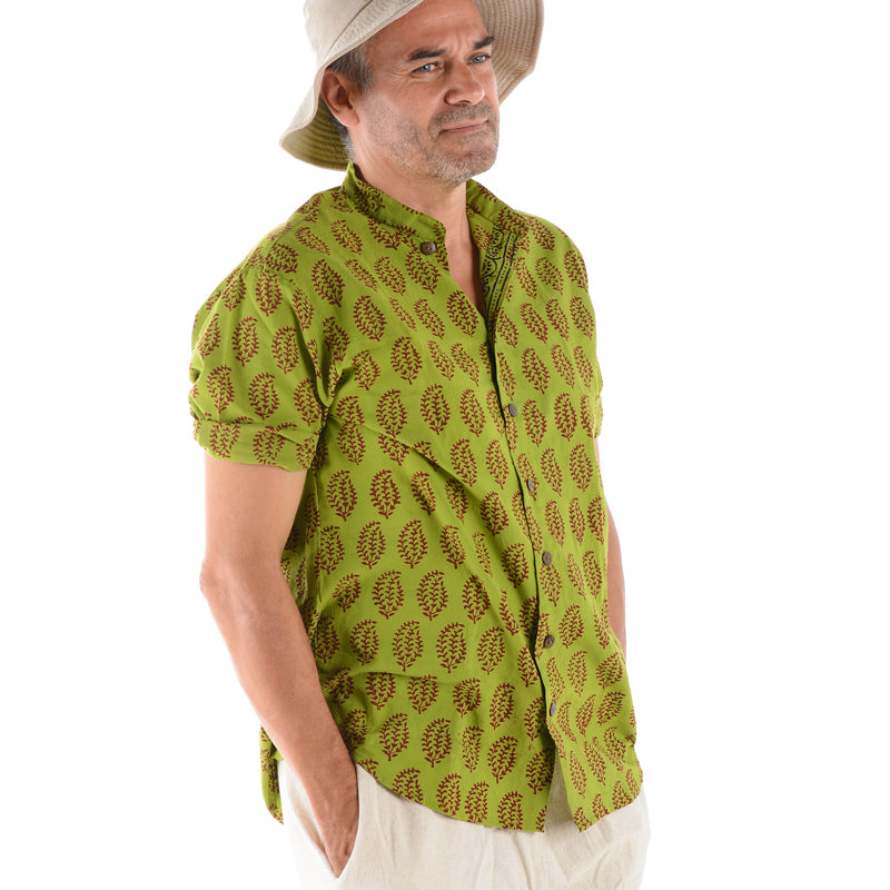 Bagh Block Print Shirt Yellow and Green