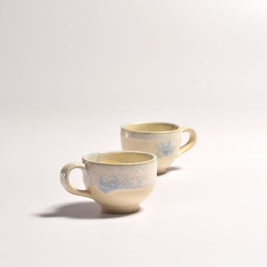 Cup - Medium Cream Blue Cup - Set of 2