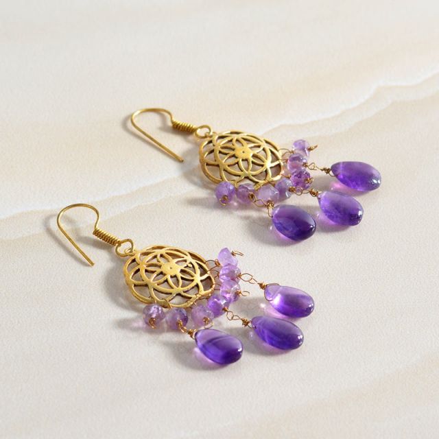 Crocheted Dreamcatcher Earrings with Orchid Glass Beads - Dreaming Tree in  Orchid | NOVICA
